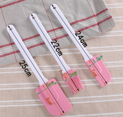 Sert Plastik Isıya Dayanıklı Spatula Fırçası, Silikon Pişirme Spatula Pembe Renk