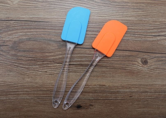 Food Grad Silikonlu Mutfak Eşyaları, Şeffaf Oval Saplı Silikon Kazıyıcı Spatula