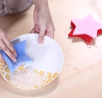 Bulaşık ve meyvelerin temizlenmesi için Food Grade Silikon Yıkama Fırçası Yıldız şekli