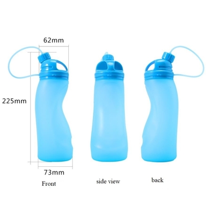 BPA Ücretsiz Gıda Sınıfı Açık spor Silikon Katlanır su şişeleri 500 ML