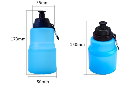 480 ML Katlanabilir Silikon spor şişeler Özel logo ile Gıda Sınıfı BPA Ücretsiz