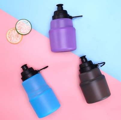 480 ML Katlanabilir Silikon spor şişeler Özel logo ile Gıda Sınıfı BPA Ücretsiz