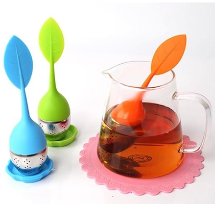 BAP ücretsiz çay demlik Sevimli silikon çay demlik yaprak şekli FDA silikon