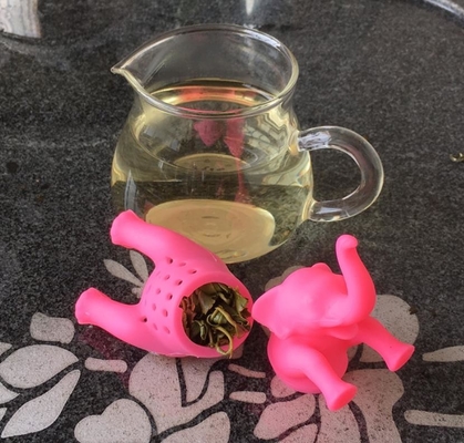 Pembe Fil Hayvan şekilli Food Grade Silikon Çay süzgeçler BPA içermez
