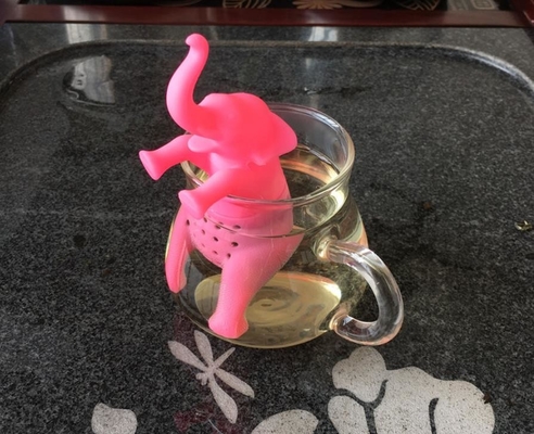 Pembe Fil Hayvan şekilli Food Grade Silikon Çay süzgeçler BPA içermez