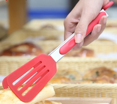 Oluklu Turner Silikon Mutfak Ürünleri Özel Logo Yazdırılabilir Spatula Tong